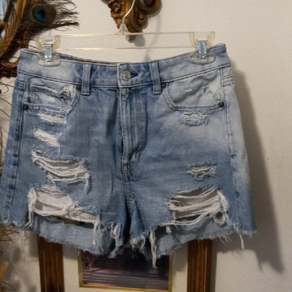 American Eagle Outfitters Light Blue Distressed Jean Shorts